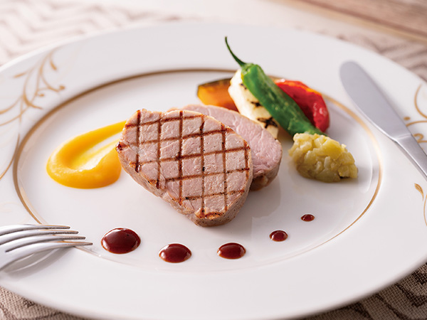 豚フィレ肉のグリエ 茄子のフォンダン バーベキューソース