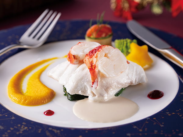 真鯛とオマール海老のヴァプール 白ワインソース