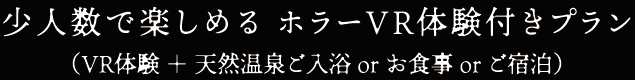 少人数で楽しめる ホラーVR体験付きプラン（VR体験 ＋ 天然温泉ご入浴 or お食事 or ご宿泊）