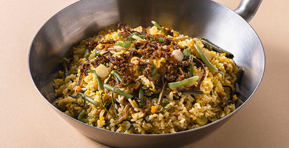 山菜とちりめん山椒のピラフ