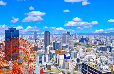 大阪エリアのイメージ画像。写真は大阪梅田の遠景。