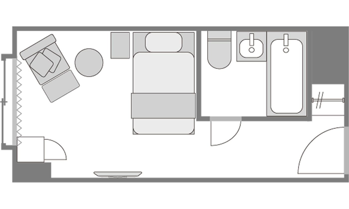 シングル平面図ソファオットマンあり
