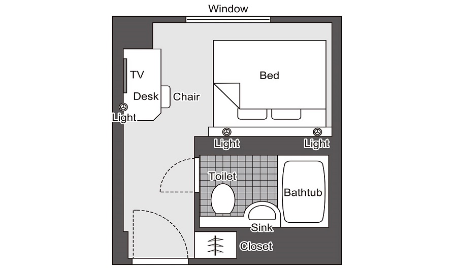 ダブルルームの見取り図 ダブルルームの見取り図