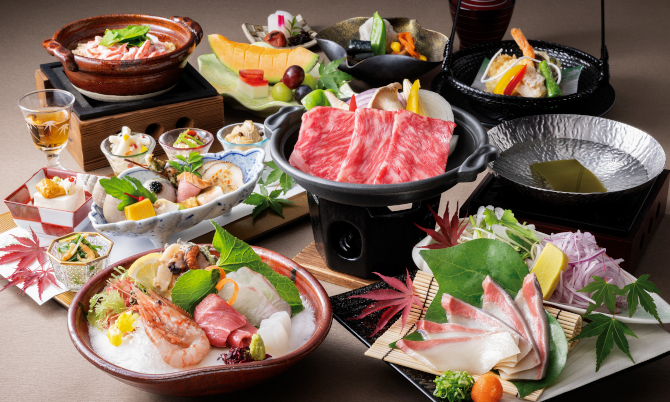 料理内容をアップした和食会席（イメージ）