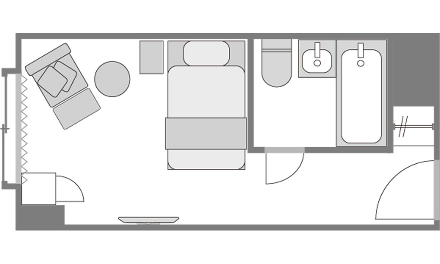 シングル平面図ソファオットマンあり