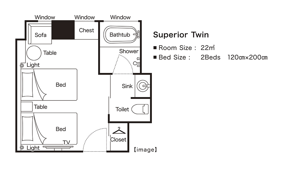 スーペリアツインの見取り図