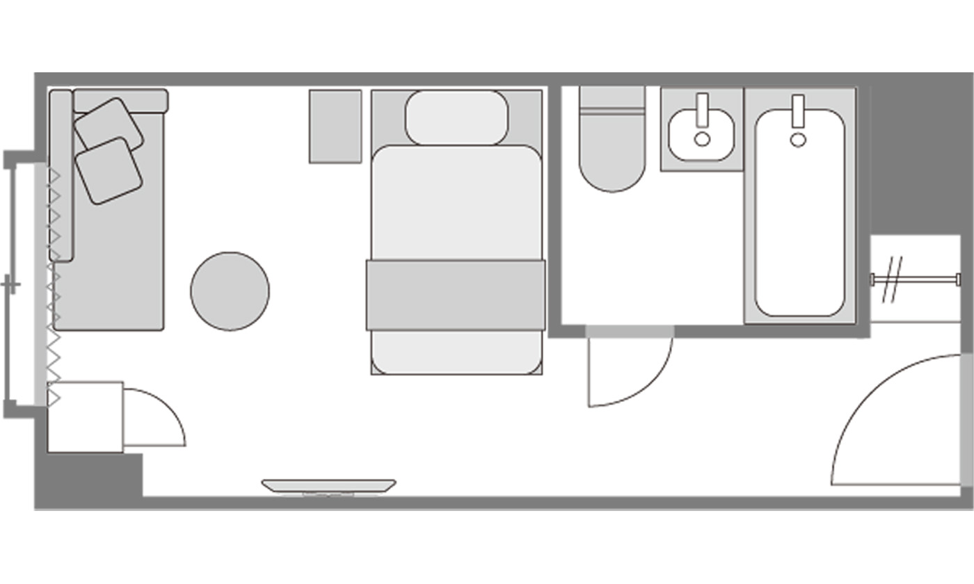 シングル平面図ソファあり