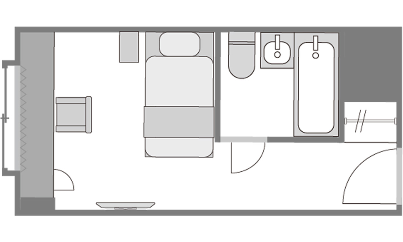シングル平面図デスクあり