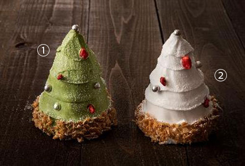 千里阪急ホテル・ホテル阪急エキスポパーク 【クリスマスケーキ詳細】「グリーンツリー（抹茶）」「ホワイトツリー（マスカルポーネ）」