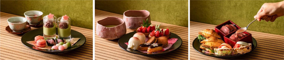 千里阪急ホテル　抹茶と桜のスイーツを散りばめた、「和フタヌーンティーセット」